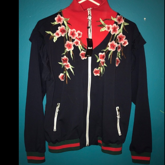 Jackets & Blazers - Floral Cherry Blossom Embroidered Bomber Jacket M